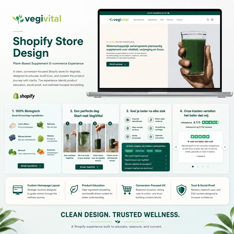 VegiVital — Shopify store design for a plant-based supplement brand